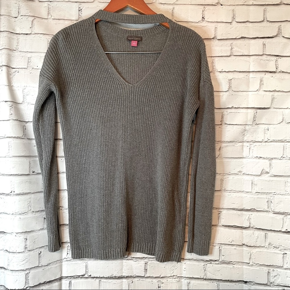 Vince Camuto Gray V Neck Sweater